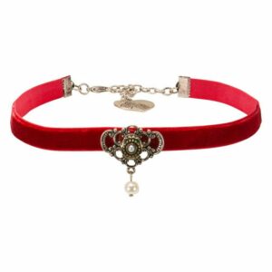 Alpenflüstern Choker Trachten-Samt-Kropfband Hedy (dunkel-rot), – nostalgische Trachtenkette enganliegend, Kropfkette elastisch, Damen-Trachtenschmuck, Samtkropfband schmal