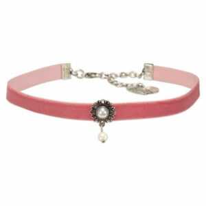 Alpenflüstern Choker Trachten-Samt-Kropfband Helena (rosa-ros), – nostalgische Trachtenkette enganliegend, Kropfkette elastisch, Damen-Trachtenschmuck, Samtkropfband schmal