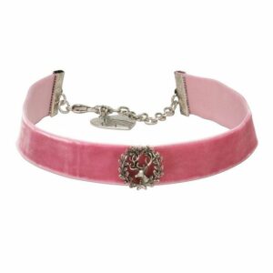 Alpenflüstern Choker Trachten-Samt-Kropfband Hirsch (rosé-rosa), – Trachtenkette enganliegend, Kropfkette elastisch mit Hirschgeweih, eleganter Damen-Trachtenschmuck, Samtkropfband breit