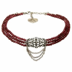 Alpenflüstern Collier Trachten-Perlen-Kropfkette Thea (rot), – nostalgische Trachtenkette, eleganter Damen-Trachtenschmuck, Dirndlkette