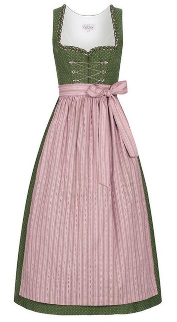 Nübler Dirndl Damen Dirndl lang im Landhausstil, Rocklänge 90cm (Dirndl Set lang THEA, 2-tlg., Dirndl Kleid mit Schürze) Moderne Tracht im bayerischen Stil – Trachtenmode Damen