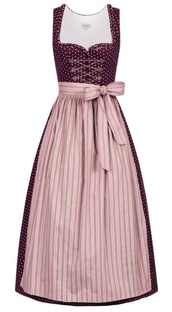 Nübler Dirndl Damen Dirndl lang im Landhausstil, Rocklänge 90cm (Dirndl Set lang THEA, 2-tlg., Dirndl Kleid mit Schürze) Moderne Tracht im bayerischen Stil – Trachtenmode Damen