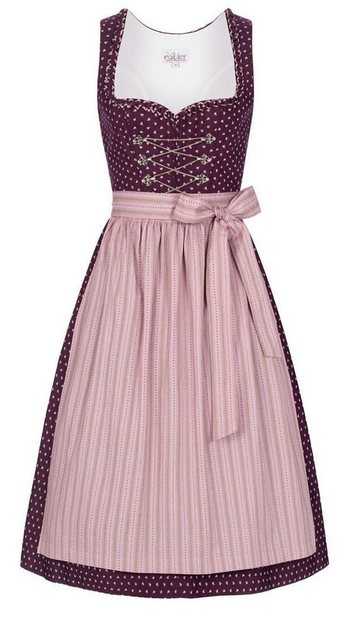 Nübler Dirndl Damen Dirndl midi im Landhausstil, Rocklänge 70cm (Dirndl Set midi THEA, 2-tlg., Dirndl Kleid mit Schürze) Moderne Tracht im bayerischen Stil – Trachtenmode Damen