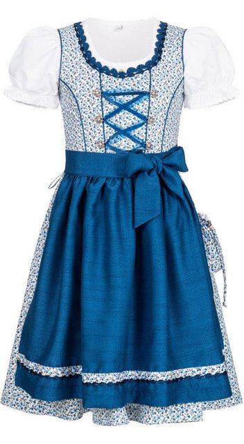 Nübler Dirndl Mädchen Dirndl im traditionellen Stil Kinder Trachten (Dirndl Set DORIS, 3-tlg., Dirndl Kleid mit Bluse und Schürze) Kinder Tracht im bayerischen Stil – Trachtenmode Kinder