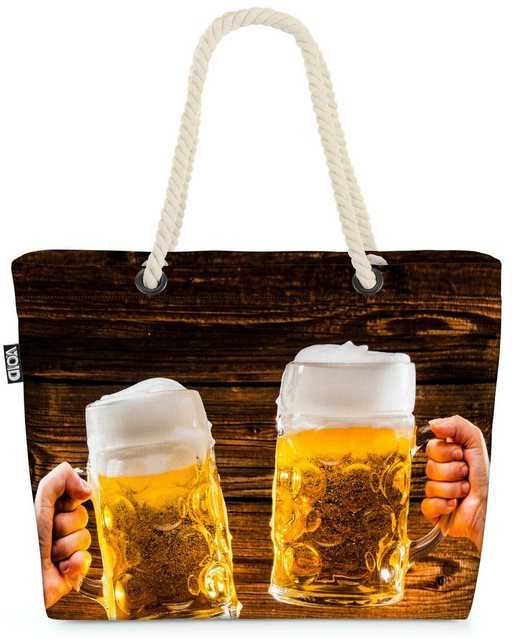 VOID Strandtasche (1-tlg), Bier Maßkrug München Oktoberfest Wiesn Bier Breze Bayern Brezel Brezn