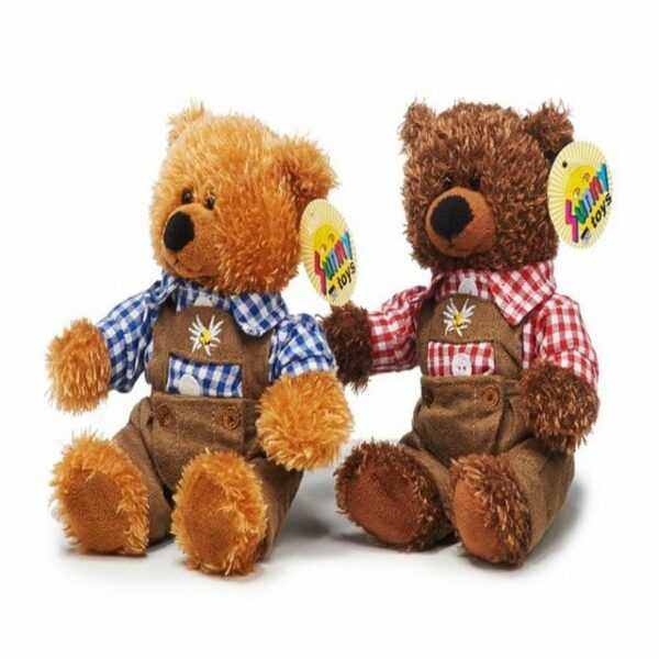 Euro Souvenirs Kuscheltier Trachten-Teddybär braun 17 cm pinkes Hemd (Plüschbär, Stoffbär, Plüschtiere Bären)