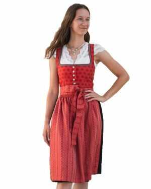 Trachten Deiser Dirndl ‚Iva‘ Traditionell, Rot Schwarz – 65cm