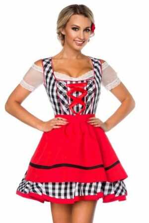 Dirndline Dirndl 2-tlg. Traditionelles Trachten Set: Mini Dirndl mit Schürze, kariert Oktoberfest