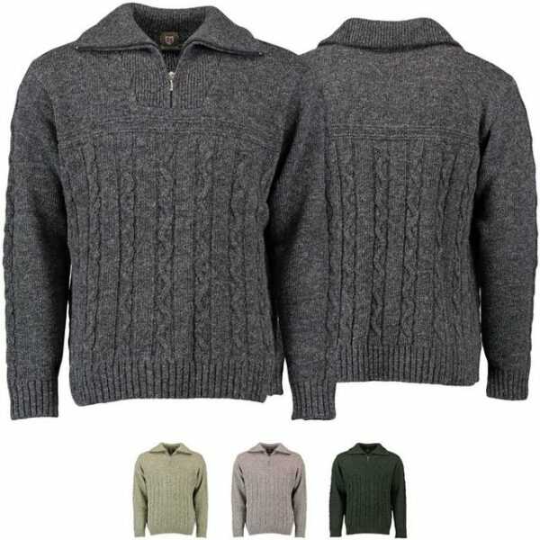 German Wear Trachtenstrickjacke OP5 Herren Strickjacke Jagd Trachten Schurwolle Pullover