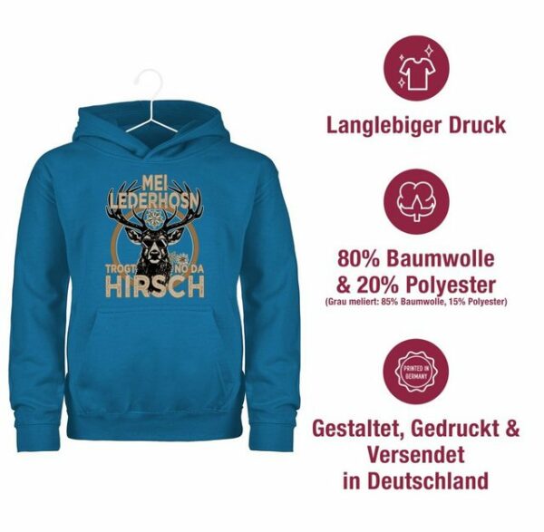 Shirtracer Hoodie Trachten Outfit Lederhose Spruch Trägt der Hirsch Mode für Oktoberfest Kinder Outfit