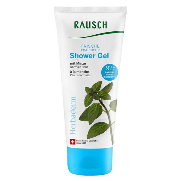 Rausch Frische Shower Gel mit Minze - Erfrischende Pflege für normale Haut.   erfrischendes Shower Gel für normale Haut mit neuartigem Anti-Pollution-Wirkstoff hergestellt in der Schweiz  mit hauseigenen Extrakten aus Pfefferminze