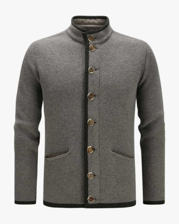 Reichenhall Trachten-Strickjacke für Herren von Schorsch Hackl in Taupe undOliv. Klassisch gestrickt und aus hochwertiger Lammwolle.... Mehr Details bei Lodenfrey.com!