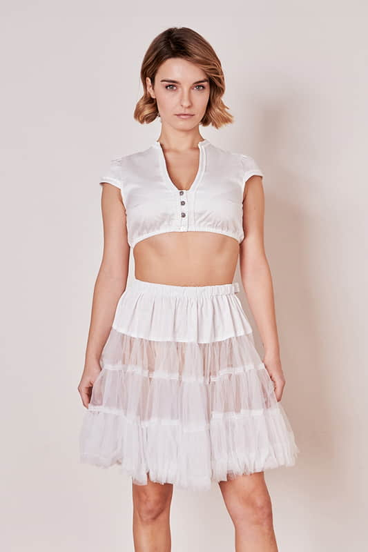 Must have Accessoire! Dieser luftige Petticoat ist die trendige Ergänzung zum Dirndl. Du hast die Qual der Wahl: Wir bieten dir diesen Petticoat in vier verschiedenen Rocklängen an