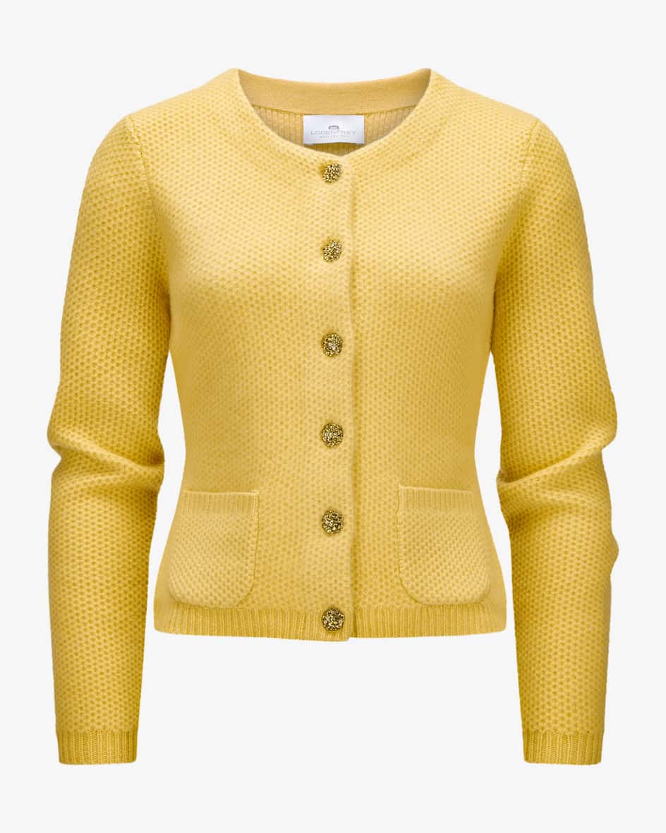 Trachten-Cashmere-Strickjacke für Damen von LODENFREY München 1842 in Gelb.Tradition und Moderne in perfektem Zusammenspiel – Das Modell begeistert.... Mehr Details bei Lodenfrey.com!