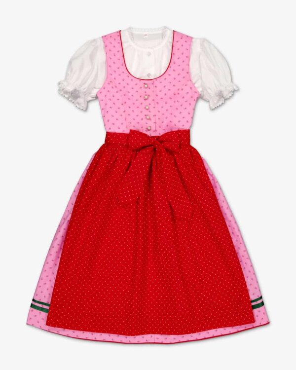 Rosi Dirndl mit Bluse und Schürze für Mädchen von Pacher in Pink und Rot. DasModell punktet dank angenehmer Baumwoll-Qualität sowie dem floralen.... Mehr Details bei Lodenfrey.com!