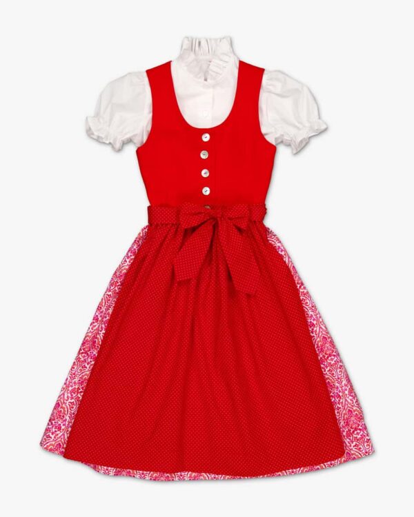 Susanne Dirndl mit Bluse und Schürze für Mädchen von Pacher in Rot