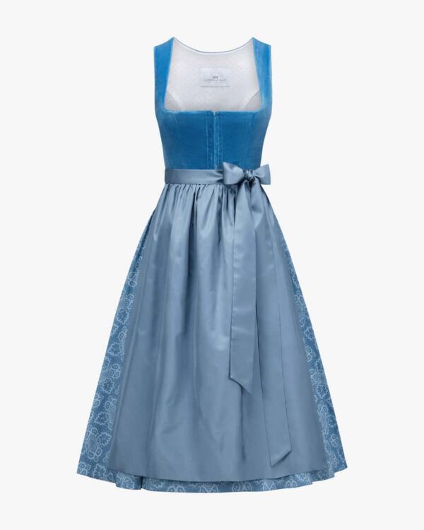 Midi-Wiesndirndl mit Schürze für Damen von LODENFREY in Taubenblau. JahrelangeErfahrung