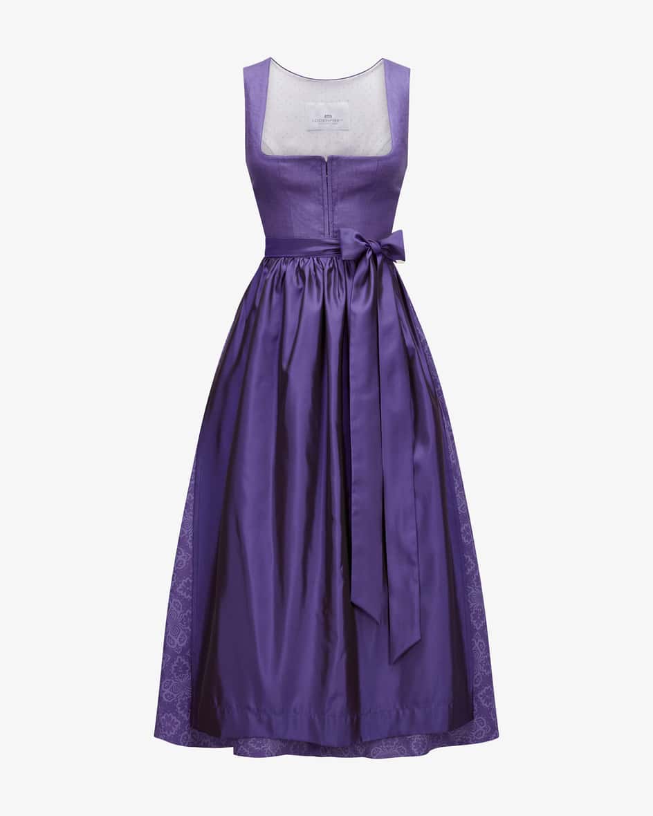 Wiesndirndl lang mit Schürze für Damen von LODENFREY in Violett. JahrelangeErfahrung