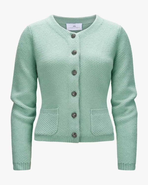 Trachten-Cashmere-Strickjacke für Damen von LODENFREY München 1842 in Mint.Tradition und Moderne in perfektem Zusammenspiel – Das Modell begeistert.... Mehr Details bei Lodenfrey.com!