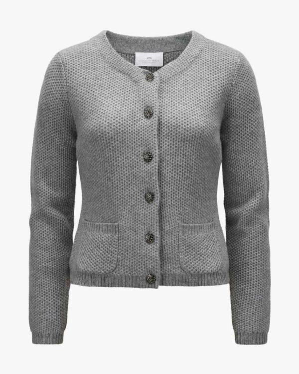 Trachten-Cashmere-Strickjacke für Damen von LODENFREY München 1842 in Hellgrau.Tradition und Moderne in perfektem Zusammenspiel – Das Modellbegeistert.... Mehr Details bei Lodenfrey.com!