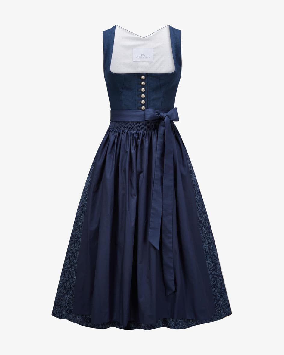 Midi-Dirndl mit Schürze für Damen von LODENFREY München 1842 in Dunkelblau. DasModell besticht dank des Leinen-Mieders sowie klassischen Details.... Mehr Details bei Lodenfrey.com!