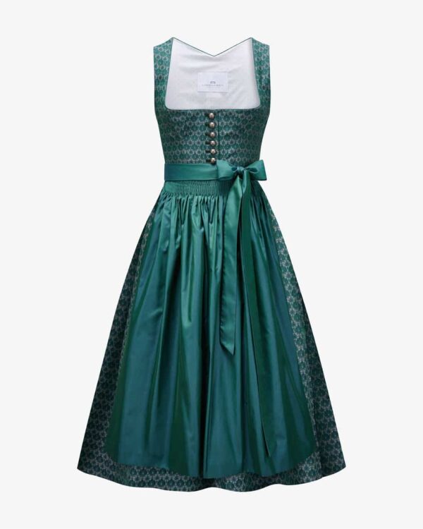 Midi-Dirndl mit Schürze für Damen von LODENFREY München 1842 inGrün. Das Modell präsentiert sich dank des floralen Allover-Dessins intraditioneller.... Mehr Details bei Lodenfrey.com!