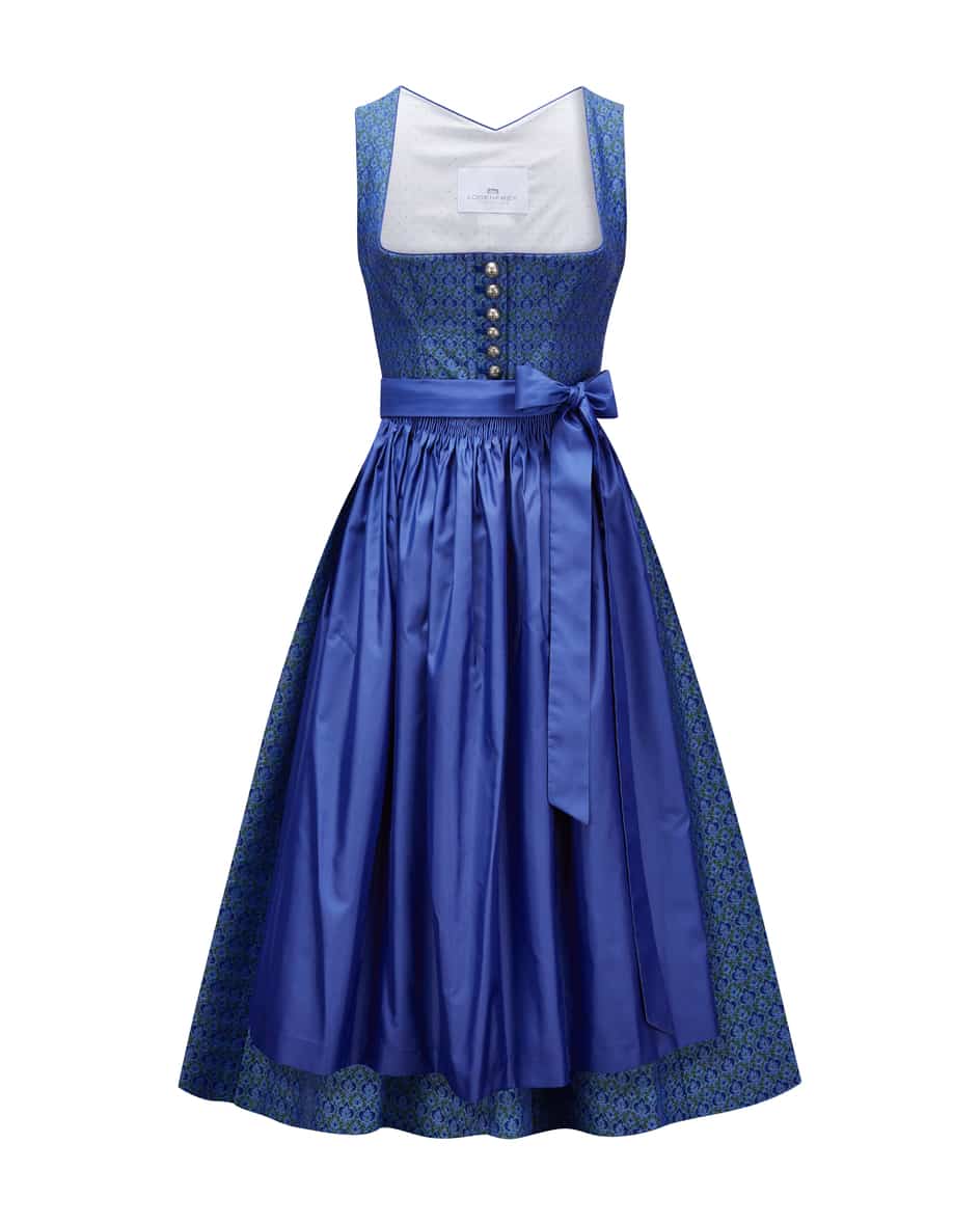 Midi-Dirndl mit Schürze für Damen von LODENFREY München 1842 inBlau. Das Modell präsentiert sich dank des floralen Allover-Dessins intraditioneller.... Mehr Details bei Lodenfrey.com!