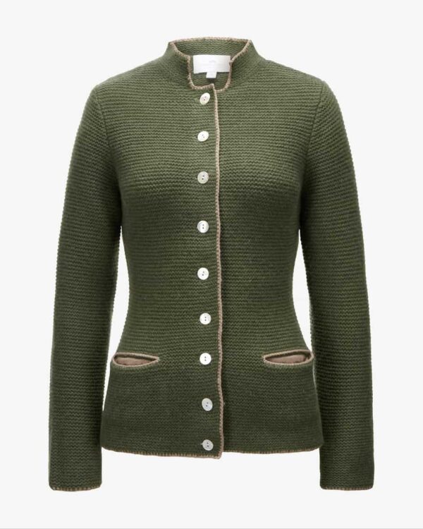 Trachten-Strickjacke für Damen von LODENFREY München 1842 in Oliv. Tradition undModerne in perfektem Zusammenspiel - Die edle Strickjacke präsentiert.... Mehr Details bei Lodenfrey.com!