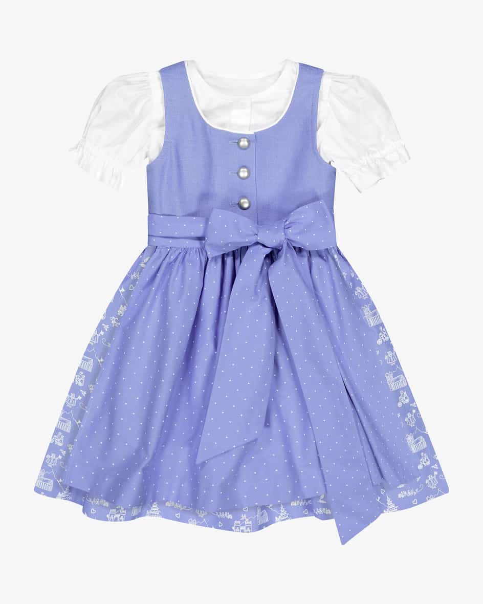 Dirndl mit Bluse und Schürze für Mädchen von Münchner Dirndl in Hellblau. DasBesondere Stück München - Das Dirndl präsentiert sich mit klassischen.... Mehr Details bei Lodenfrey.com!