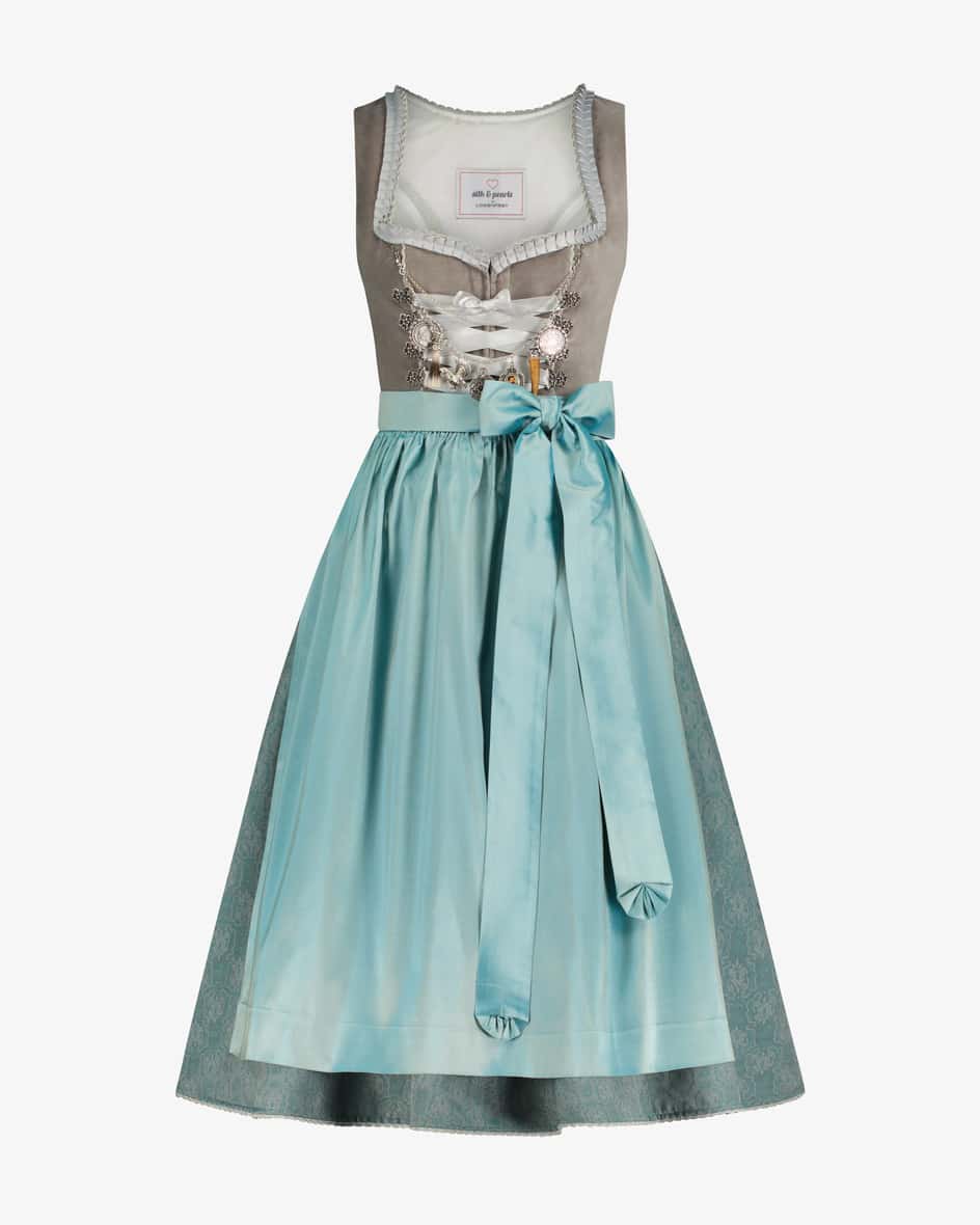 Midi-Dirndl mit Seidenschürze für Damen von Silk & Pearls in Taupeund Blau. Das exklusiv bei LODENFREY erhältliche Modell schafft dank des.... Mehr Details bei Lodenfrey.com!