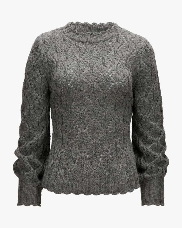 Trachten-Pullover für Damen von Pezzo in Grau. Mit diesem Modell aus angenehmemMerinowoll-Mix wird ein traditioneller Trachten-Liebling geschaffen