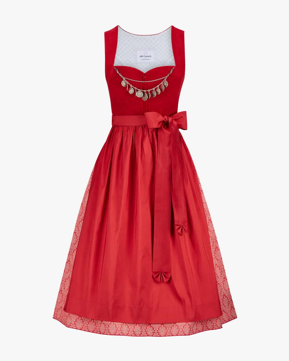 Midi-Dirndl mit Seidenschürze für Damen von Silk & Pearls x LODENFREY in Rot.Das exklusiv bei Lodenfrey erhältliche Modell überzeugt im angesagten.... Mehr Details bei Lodenfrey.com!