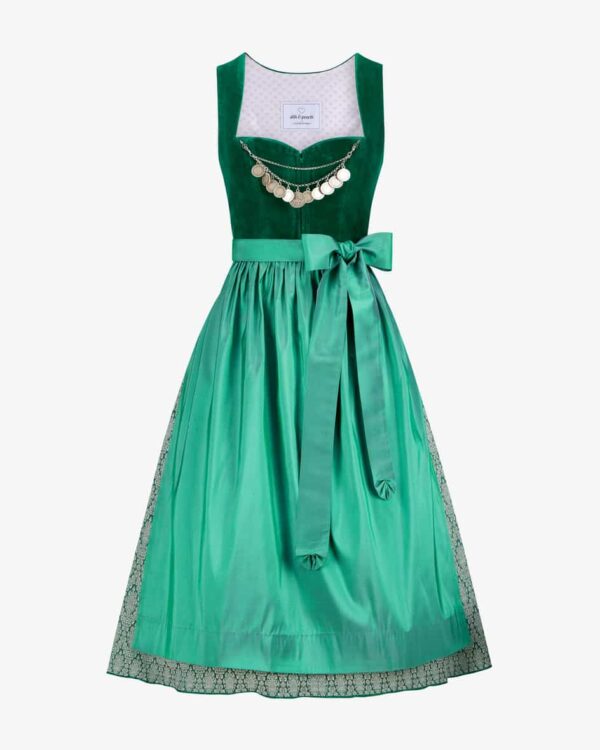 Midi-Dirndl mit Seidenschürze für Damen von Silk & Pearls x Lodenfrey in Grün.Das exklusiv bei Lodenfrey erhältliche Modell überzeugt im angesagten.... Mehr Details bei Lodenfrey.com!