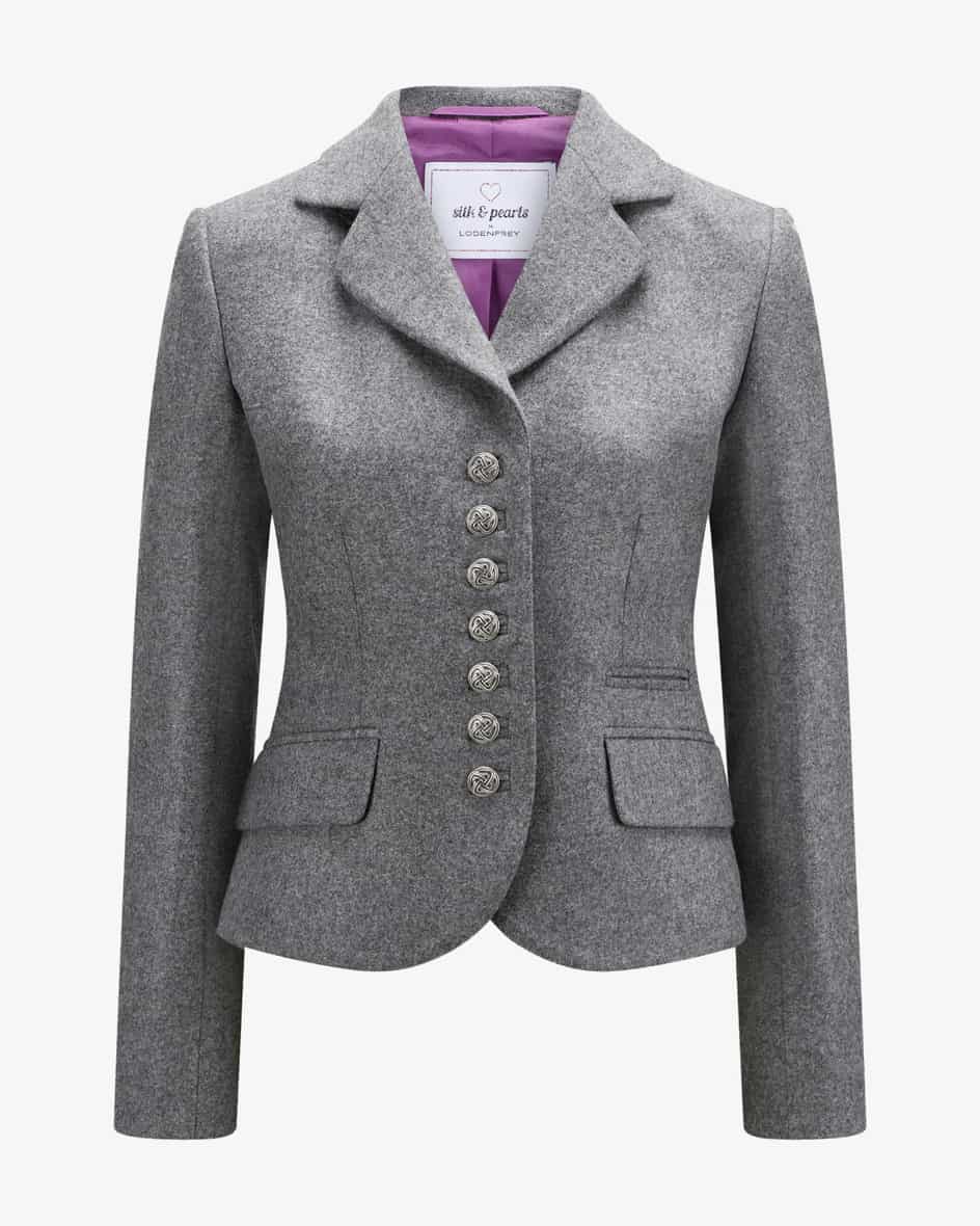 Trachtenblazer für Damen von Silk & Pearls in Grau. Das feminine