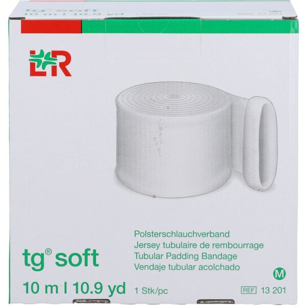 Produkteigenschaften:tg soft PolsterschlauchverbandFlexibles Polster für jede Körperform:Eine sichere und schnelle Polsterung für große und kleine Stützverbände bietet der tg soft Polsterschlauchverband -- er eignet sich speziell zur Nutzung in der fokussierten Immobilisation. Der weiche und elastische Frotteeschlauch haftet am Cast und ermöglicht somit das einfache sowie individuelle Anbringen des Castverbands.Soft(es) Material für hohen Tragekomfort:Der hoch dehnbare Schlauch ist in seiner unkomplizierten und praktischen Handhabung sehr leicht anzubringen und passt sich durch seine Flexibilität beliebigen Körperformen an. Der engmaschige Schlauch eignet sich zur Polsterung des Körperteils unter den Stützverbänden und behält seine Schutzfunktion über die gesamte Tragedauer. Durch sein weiches Material hat er einen angenehmen Tragekomfort.Anpassungsfähig für Groß und Klein:Der tg soft ist insgesamt in drei Größen erhältlich. Die verschiedenen Größen eignen sich s