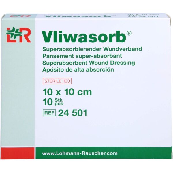 Produkteigenschaften:VliwasorbSuperabsorbierender WundverbandSuperabsorber nehmen ein Vielfaches ihres Eigengewichts an Flüssigkeit auf und geben das gebundene Exsudat auch unter mechanischem Druck kaum wieder ab. So werden die Wundränder vor Mazeration geschützt. Vliwasorb kann ausgezeichnet unter Kompressionsverbänden eingesetzt werden. Vliwasorb spart Zeit und Kosten durch die geringe Anzahl an notwendigen Verbandwechseln. Weniger Verbandwechsel ermöglichen eine längere Wundruhe. Die Infektionsgefahr wird durch Aufnahme und Bindung der Keime im Wundverband reduziert. Durch die Aufnahme von Exsudat