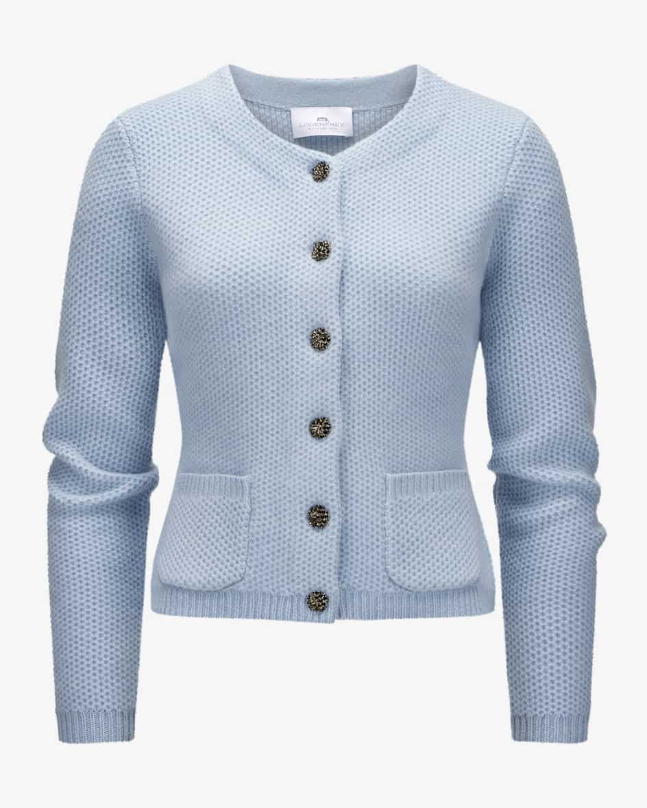 Trachten-Cashmere-Strickjacke für Damen von LODENFREY München 1842 in Hellblau.Tradition und Moderne in perfektem Zusammenspiel – Das Modell.... Mehr Details bei Lodenfrey.com!