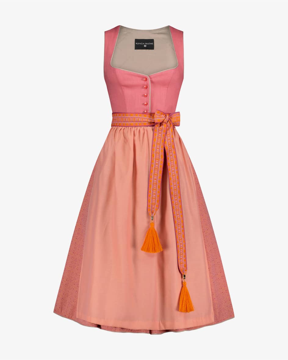 Rosenheim Midi-Dirndl mit Schürze für Damen von Kinga Mathe in Himbeere undLachs. Mit Liebe zum Detail entwirft das deutsche Label aufwendige.... Mehr Details bei Lodenfrey.com!