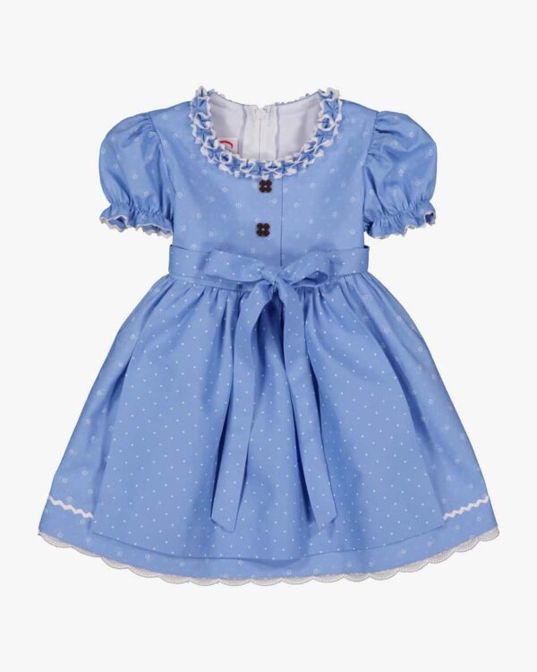 Himmel Dirndl mit Schürze für Babys von Pacher in Hellblau. Das Modell überzeugtdurch das florale Dessin und die angenähte Schürze mit praktischen.... Mehr Details bei Lodenfrey.com!