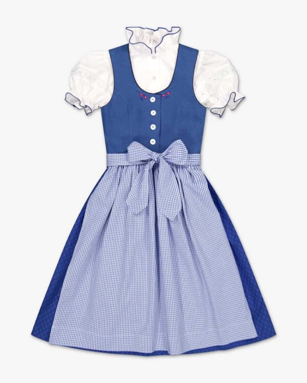 Katharina Dirndl mit Bluse und Schürze für Mädchen von Pacher in Blau und Weiß.Das Modell punktet mit niedlich besticktem Leinen-Mieder sowie dem.... Mehr Details bei Lodenfrey.com!