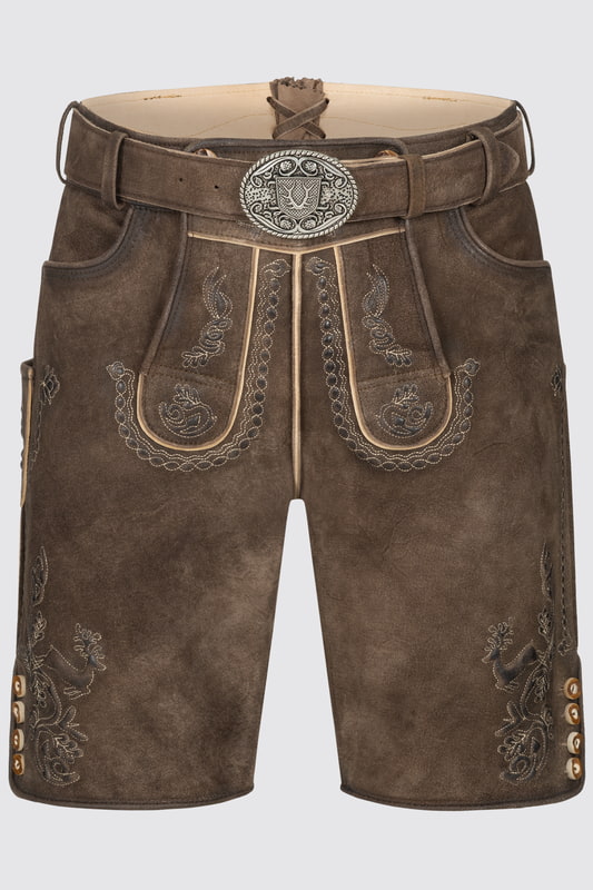 Die Lederhose Sean begeistert durch schöne Stickereien entlang des Hosenlatzes und der Hosenbeine. Der passende Gürtel macht den Lederhoselook perfekt. Die Lederhose wurde aus hochwertigem Ziegenleder gewonnen und garantiert so einen hohen Tragekomfort.