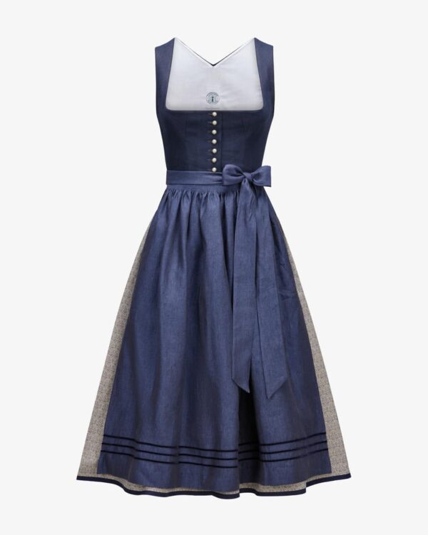 Biana Dirndl lang mit Schürze für Damen von Tostmann in Navy und Beige.Trachten- Handwerk aus Österreich - Das Modell überzeugt durch das Mieder.... Mehr Details bei Lodenfrey.com!