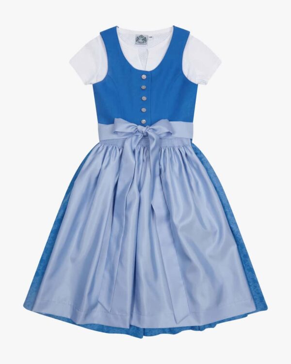 Bergsee Dirndl mit Bluse und Schürze für Mädchen von Hammerschmid in Blau. Dankder klassischen Schnittführung