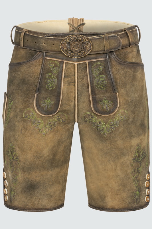 Die lässige Lederhose Markus überzeugt durch ein traditionelles Design. Hier treffen detailreiche Stickereien auf einen rustikalen Gürtel. Die Lederhose Markus wird aus hochwertigem Ziegenleder gewonnen und garantiert so einen hohen Tragekomfort.