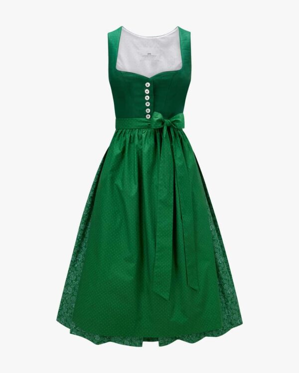 Dirndl lang mit Schürze für Damen von LODENFREY München 1842 in Dunkelgrün undFlaschengrün. Das Modell aus angenehmem Baumwoll-Leinen-Mix begeistert.... Mehr Details bei Lodenfrey.com!