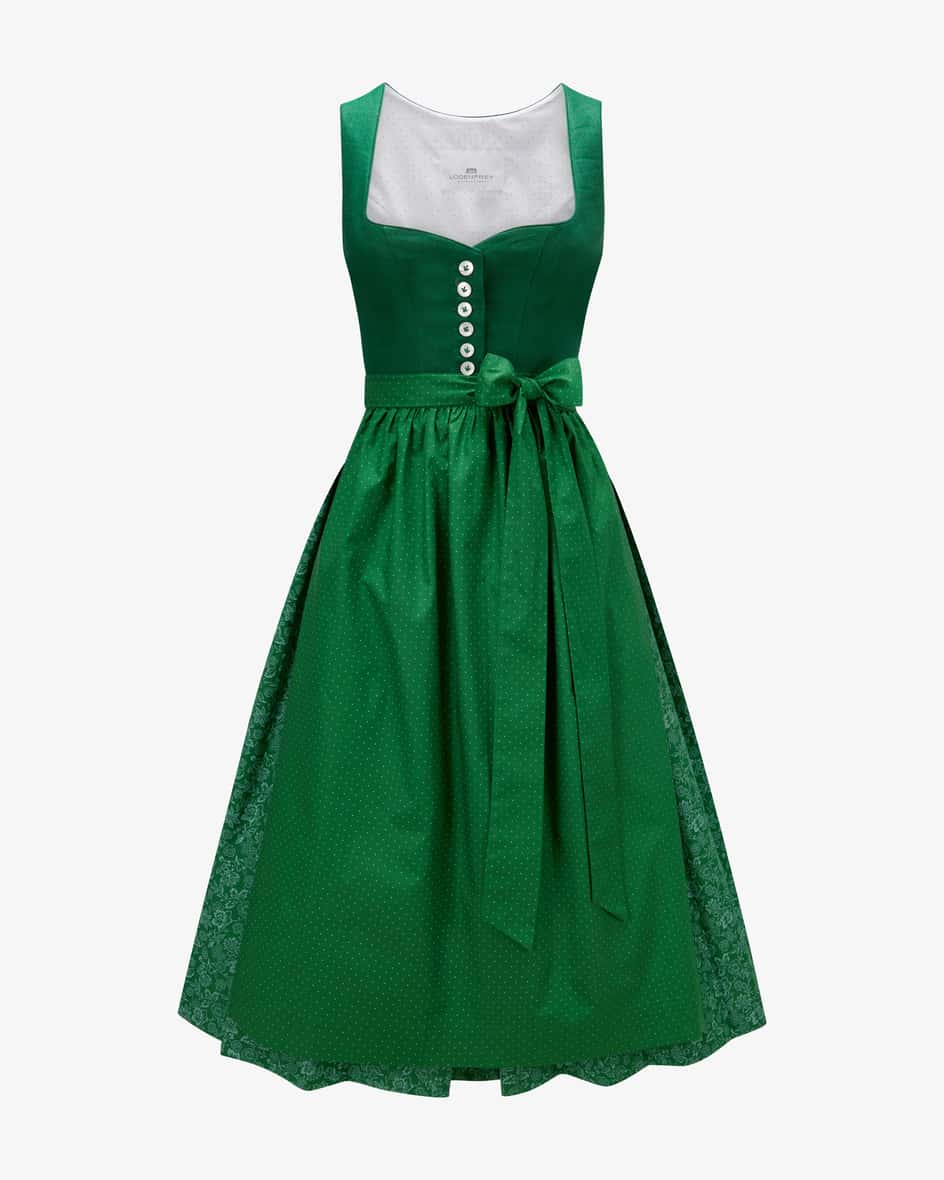 Dirndl lang mit Schürze für Damen von LODENFREY München 1842 in Dunkelgrün undFlaschengrün. Das Modell aus angenehmem Baumwoll-Leinen-Mix begeistert.... Mehr Details bei Lodenfrey.com!