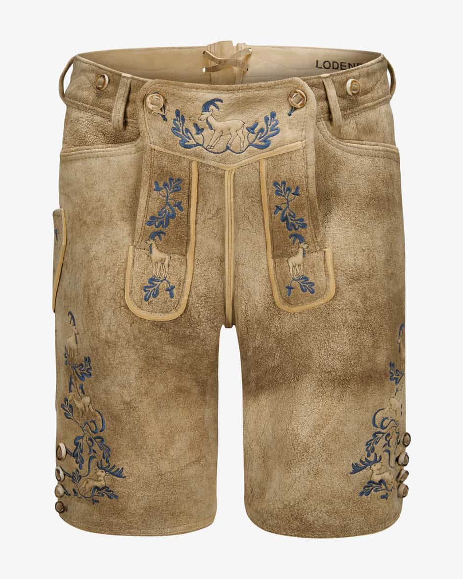 Wildleben Lederhose kurz für Herren von LODENFREY in Hellbraun. ModerneTradition - Mit rustikalen Details