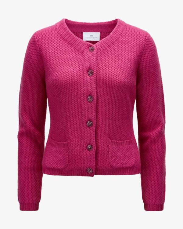 Trachten-Cashmere-Strickjacke für Damen von LODENFREY München 1842 in Pink.Tradition und Moderne in perfektem Zusammenspiel – Das Modellbegeistert.... Mehr Details bei Lodenfrey.com!