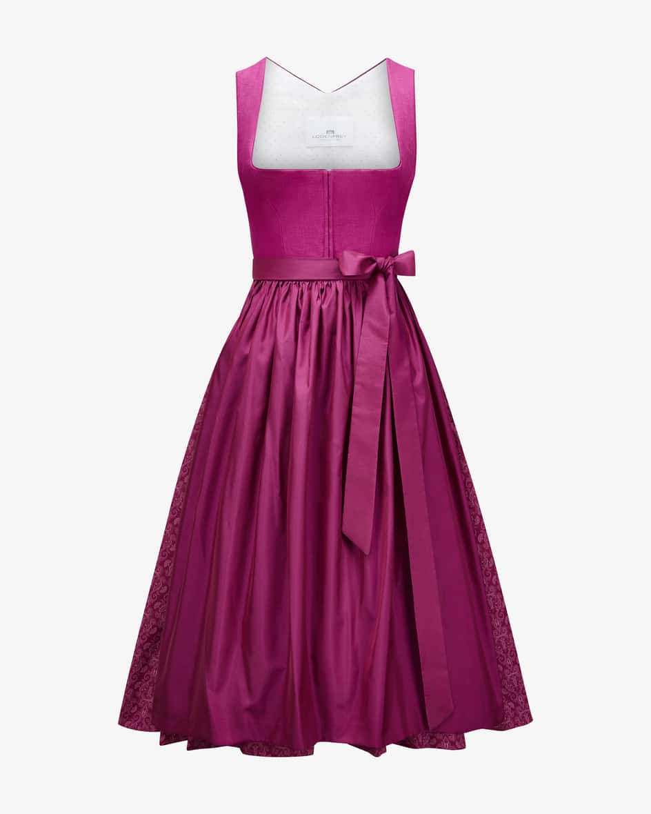 Midi-Dirndl mit Schürze für Damen von LODENFREY München 1842 in Magenta. DasModell erhält dank des Rocks in modischem Paisley-Muster stilvolle.... Mehr Details bei Lodenfrey.com!