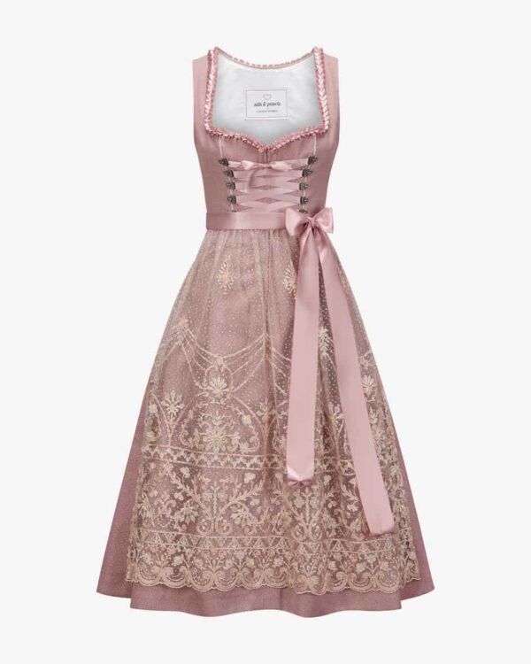 Midi-Dirndl mit Spitzenschürze für Damen von Silk & Pearls in Altrosa. Dasexklusiv bei LODENFREY erhältliche Modell schafft dank des feinen.... Mehr Details bei Lodenfrey.com!